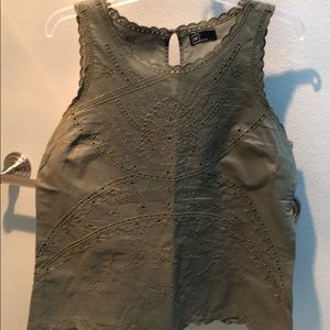 GAP size L, army green cotton embroidered tank.